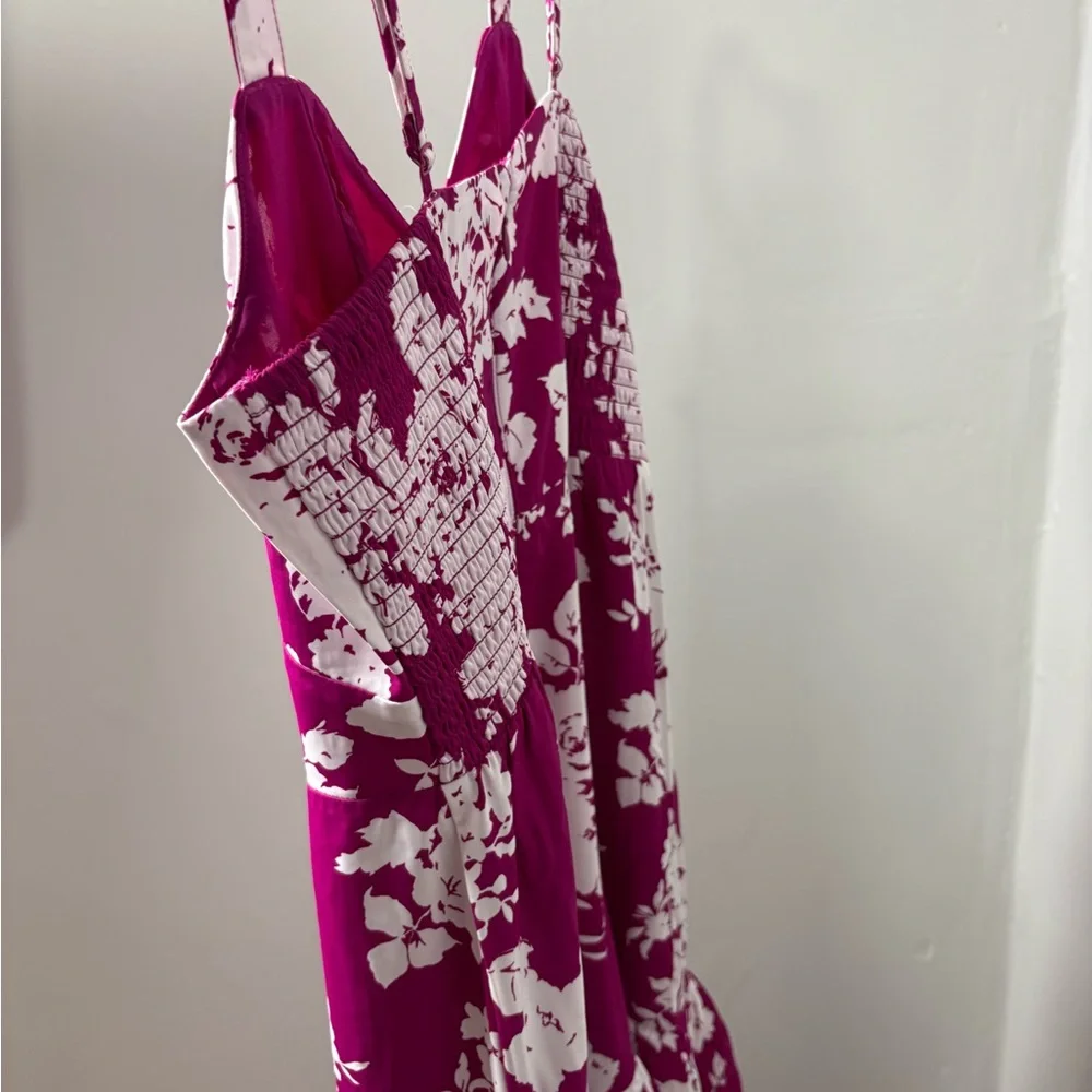 Abercrombie & Fitch Floral Pink Drama Ruffle T Maxi Dress NWT